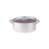 Agnelli Alluminio 3mm Professionale Casseruola Alta Ovale Con Coperchio e 2 Maniglie Inox