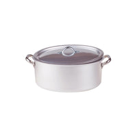 Agnelli Alluminio 3mm Professionale Casseruola Alta Ovale Con Coperchio e 2 Maniglie Inox