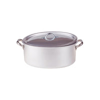 Agnelli Alluminio 3mm Professionale Casseruola Alta Ovale Con Coperchio e 2 Maniglie Inox
