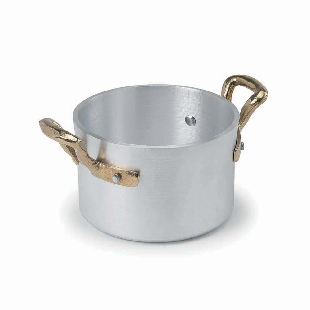 10 cm - Agnelli 1932 Servizio In Tavola Casseruolina Alta Monoporzione In Alluminio Con Manici In Ottone