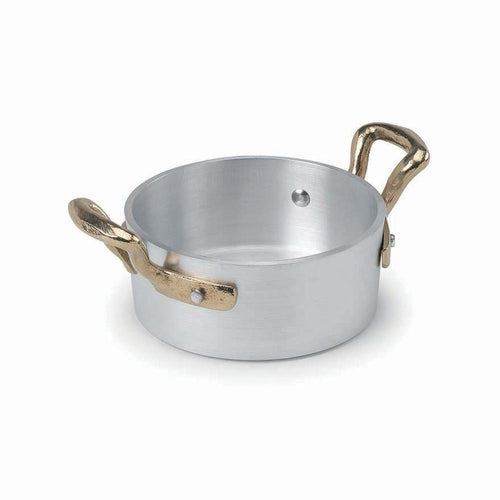 10 cm - Agnelli 1932 Servizio In Tavola Casseruolina Bassa Monoporzione In Alluminio Con Manici In Ottone