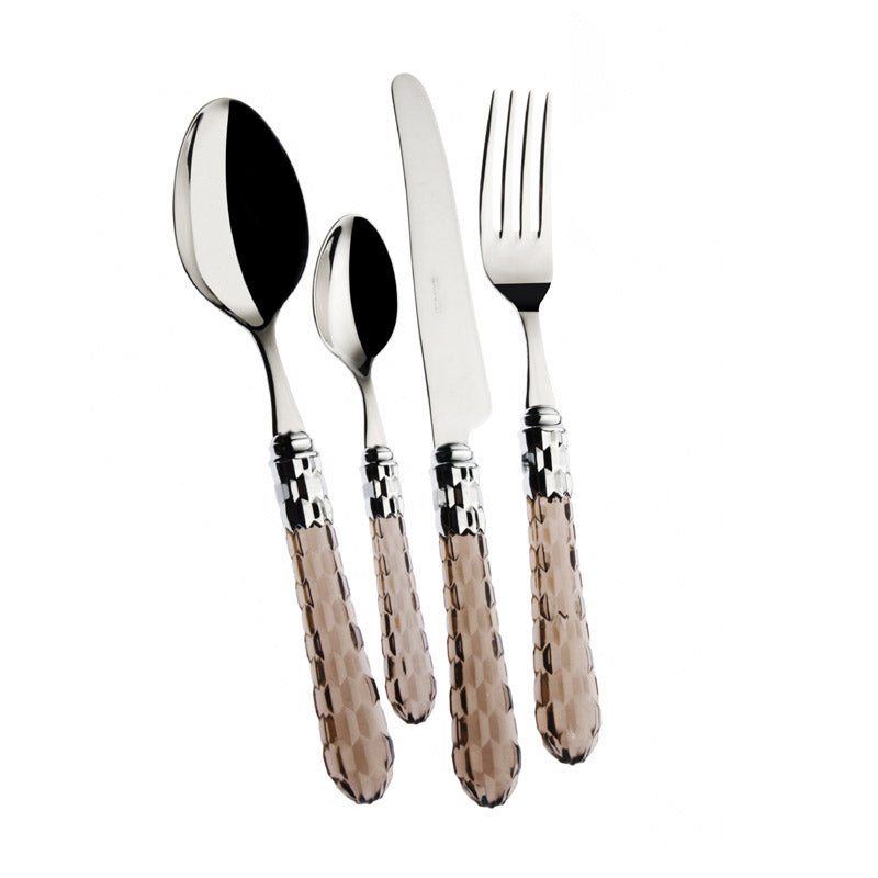 Cristallo Servizio Posate Ghiera Cromata Acciaio Inox - Set 24 Pz