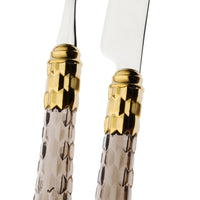 Cristallo Servizio Posate Ghiera Dorata Acciaio Inox - Set 24 Pz
