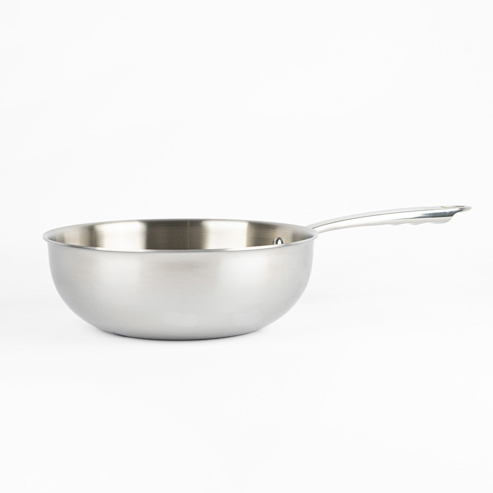 Alu-Inox 3-Ply High Risotto Pan with Polished Aluminum Handle