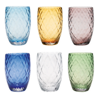 38 cl - Losanghe Verres À Eau en Verre Soufflé - Ensemble 6 Pcs