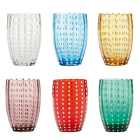32 cl - Perle Water Glass with White Dots - Set 6 Pieces