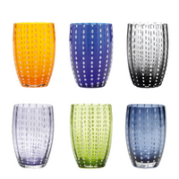 32 cl - Perle Water Glass with White Dots - Set 6 Pieces