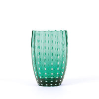 32 cl - Perle Bicchiere Acqua Pallini Bianchi in Vetro - Set 6 Pezzi