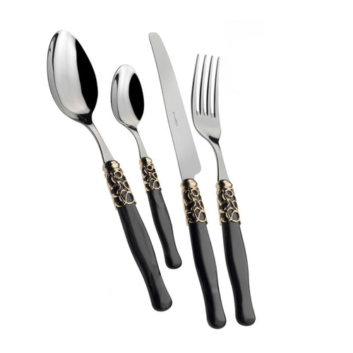 Selene Servizio Posate Ghiera Dorata Acciaio Inox - Set 24 Pz