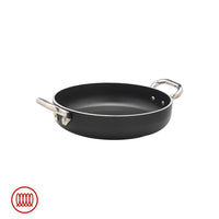 Agnelli AlBlack Tegame Basso Induzione In Alluminio Antiaderente 5mm Con 2 Maniglie Inox