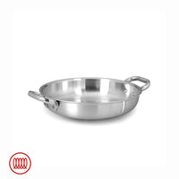 Agnelli Alu-Inox 3-ply Tegame Basso Induzione Con Due Maniglie In AluInox Satinato