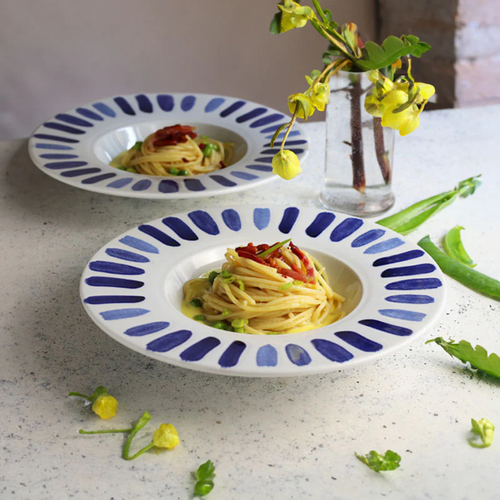 28 cm - Panarea Piatto Pasta In Porcellana - Set 6 Pz