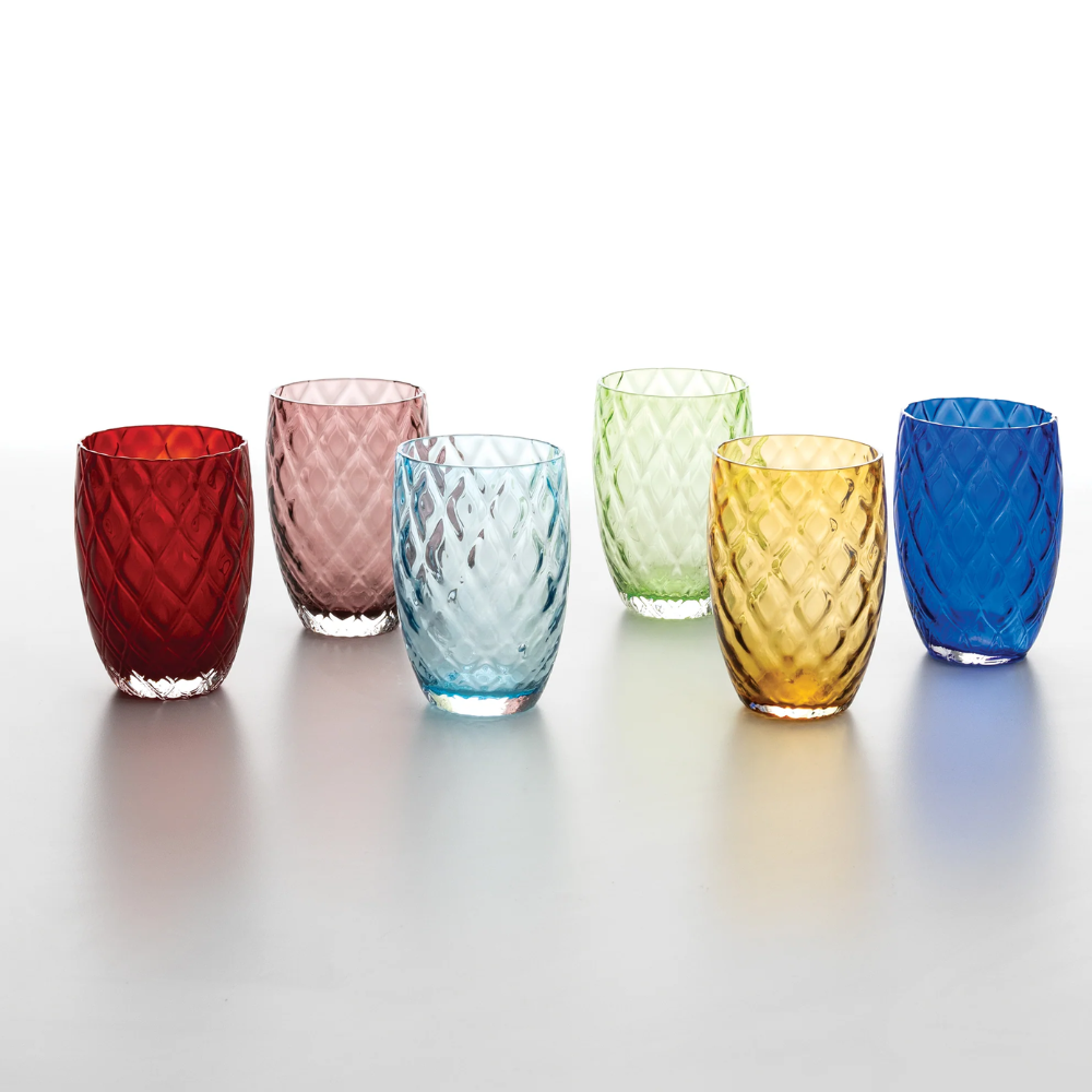 38 cl - Losanghe Verres À Eau en Verre Soufflé - Ensemble 6 Pcs